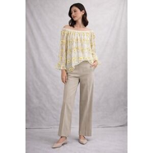 Skies the Limit Romantic Cottagecore Sheer Floral Embroidered Blouse‎ Medium